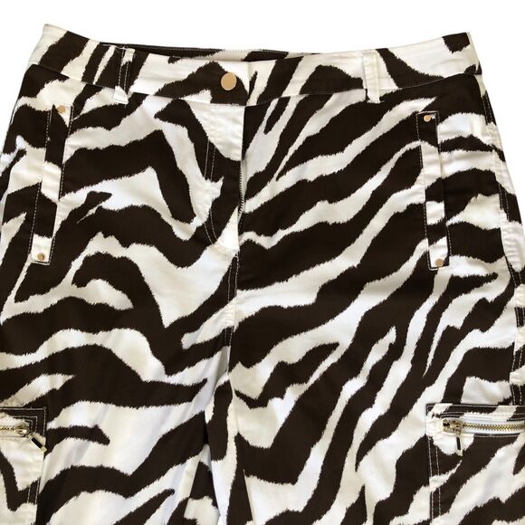 CHICO'S Pants 0.5, Cropped Brown and White Animal Stripes pants Pockets, Sz. 6 - Picture 2 of 16